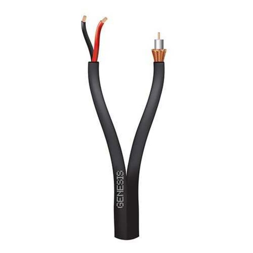 GENESIS CABLE 5013-1008 CUT COAXIAL & POWER SIAMESE CCTV RG59/U 95% BC 20 AWG & 18/2 STRANDED GENERAL PURPOSE BLACK JACKET